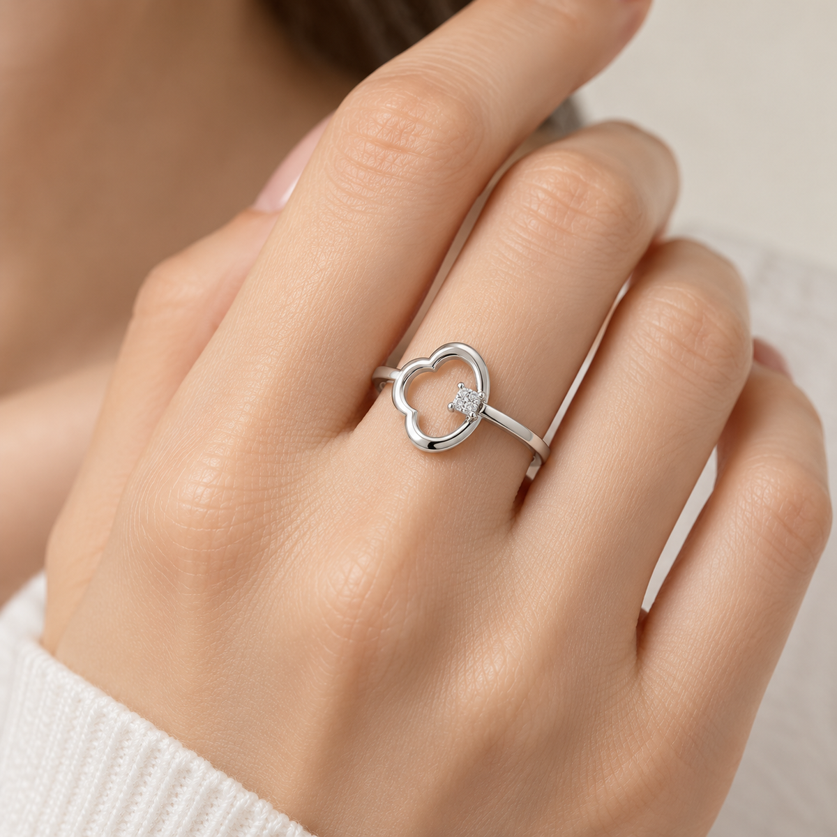 Clouding Silver Ring — model-worn
