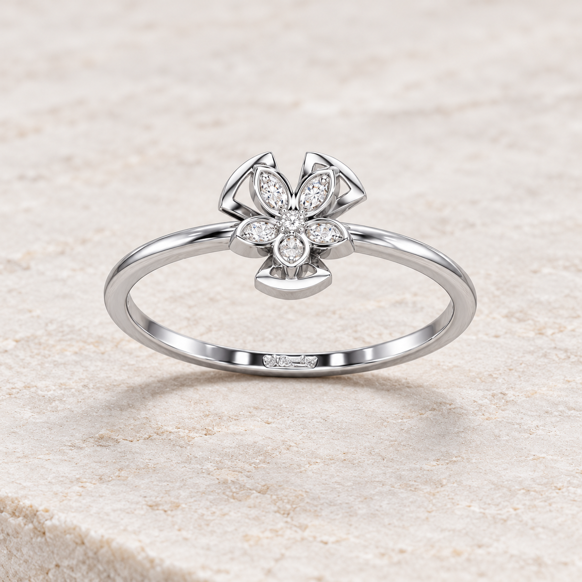 Dainty Flower Silver Ring — aesthetic view