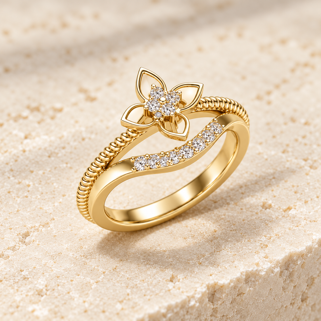 Cue Flower Silver Ring