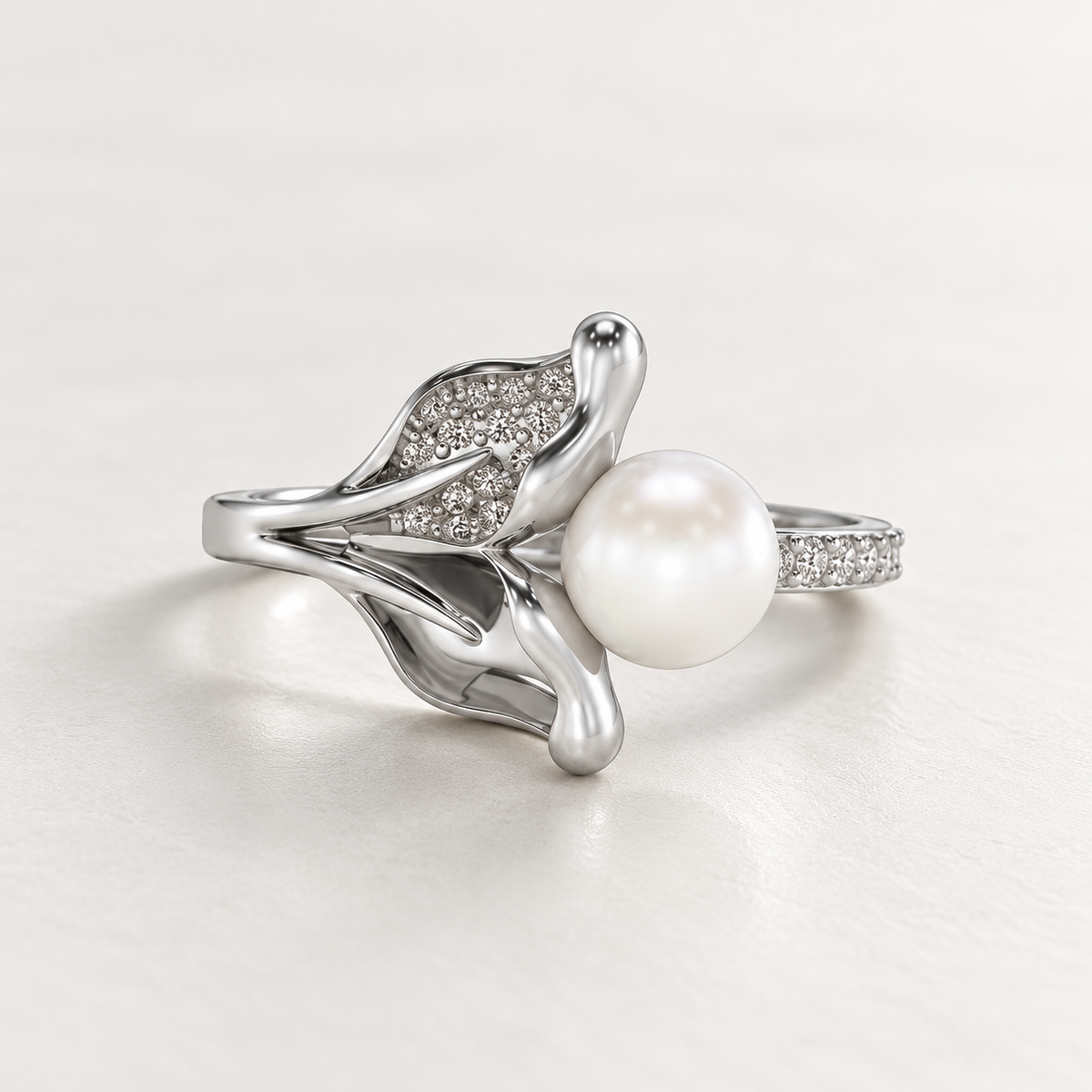 Chlorophyll Silver Pearl Ring — aesthetic view