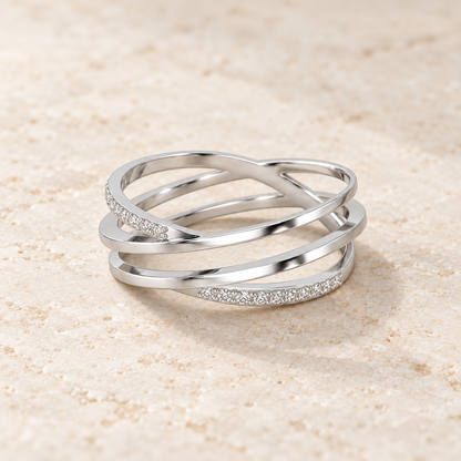 Criss-Cross Silver Ring square aesthetic