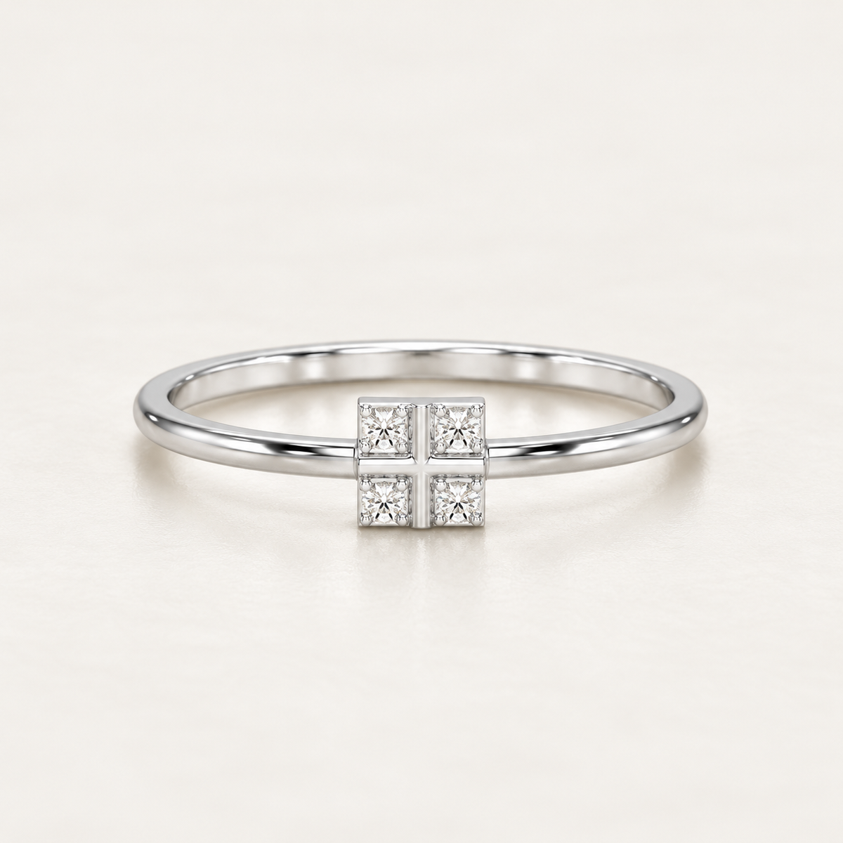Dainty Square Silver Ring - Aesthetic