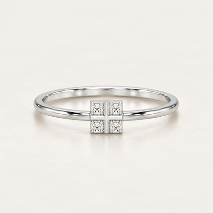 Dainty Square Silver Ring - Aesthetic