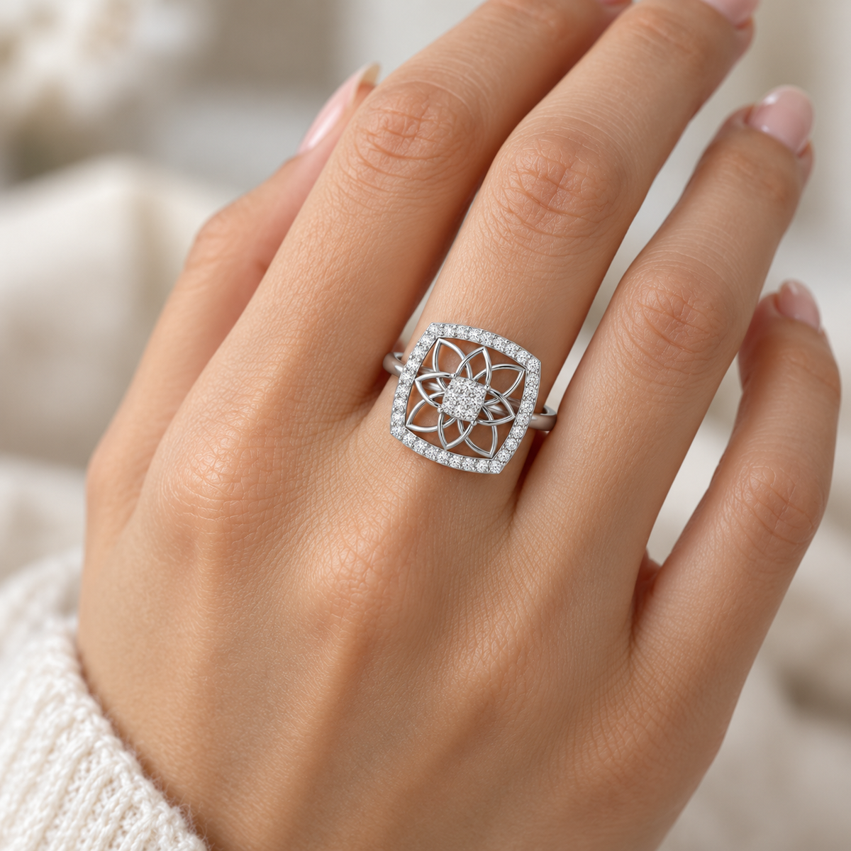 Chic Charm Silver Ring — model-worn