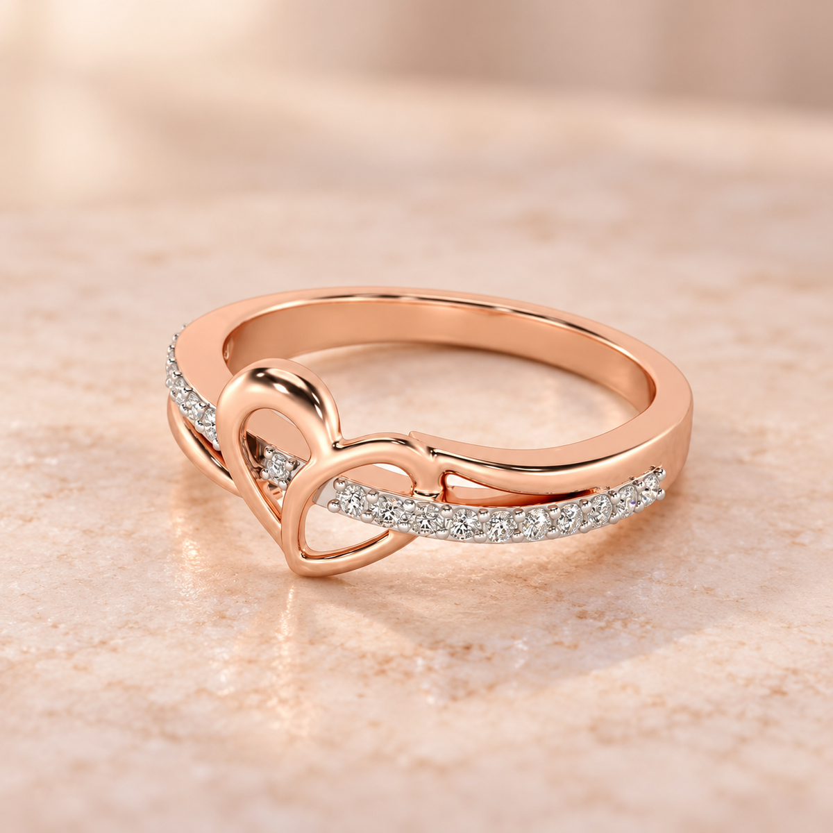 Sling Heart Silver Ring — Rose Gold aesthetic