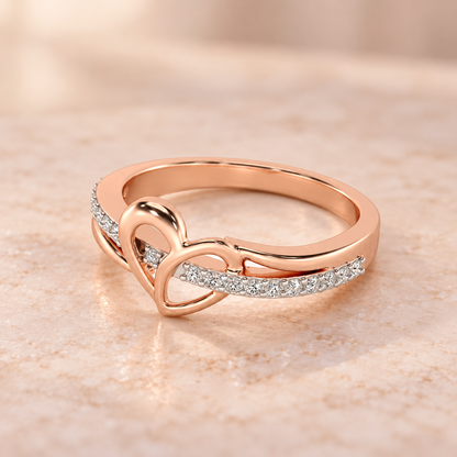 Sling Heart Silver Ring — Rose Gold aesthetic
