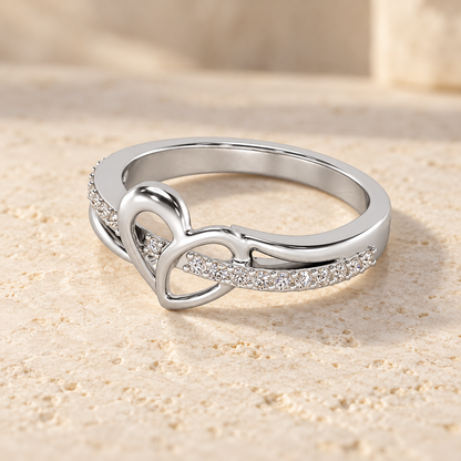 Sling Heart Silver Ring — White Gold aesthetic