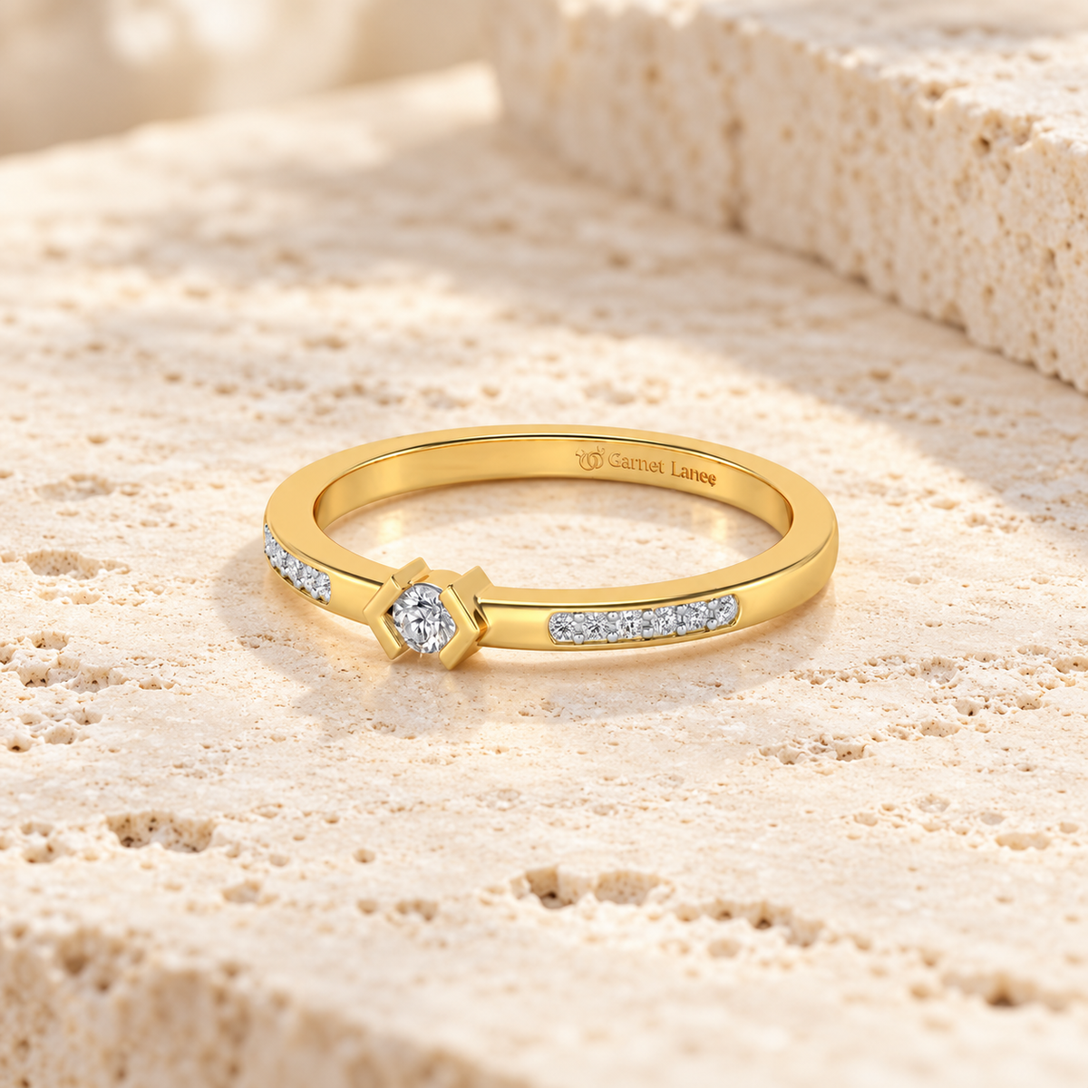 Blissed Solitaire Silver Ring - Yellow Gold - Aesthetic square image