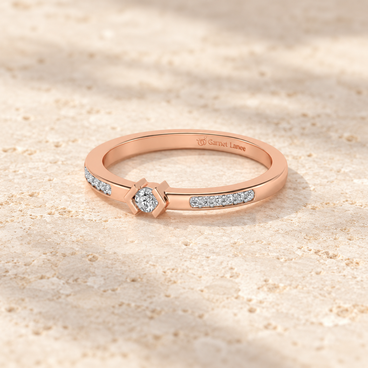 Blissed Solitaire Silver Ring - Rose Gold - Aesthetic square image