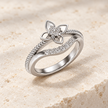 Cue Flower Silver Ring square aesthetic
