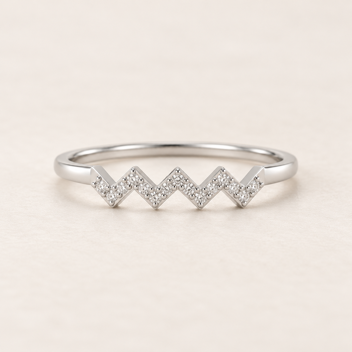Celestial Serenade Silver Ring - White Gold - Aesthetic