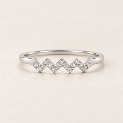 Celestial Serenade Silver Ring - White Gold - Aesthetic