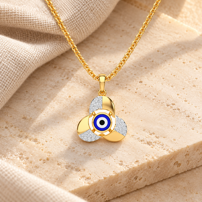 Eye of Fortitude Silver Pendant - Yellow Gold - Aesthetic