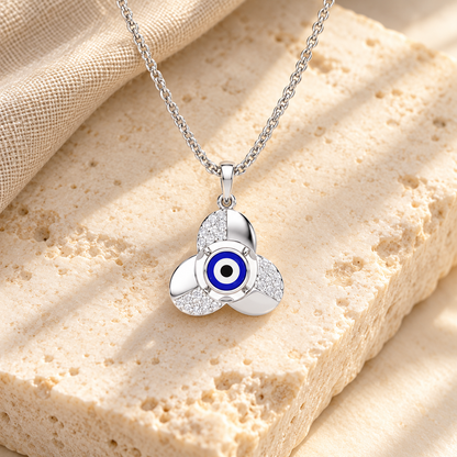 Eye of Fortitude Silver Pendant - White Gold - Aesthetic