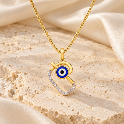 Eye of Fortune Silver Pendant - Yellow Gold - Aesthetic