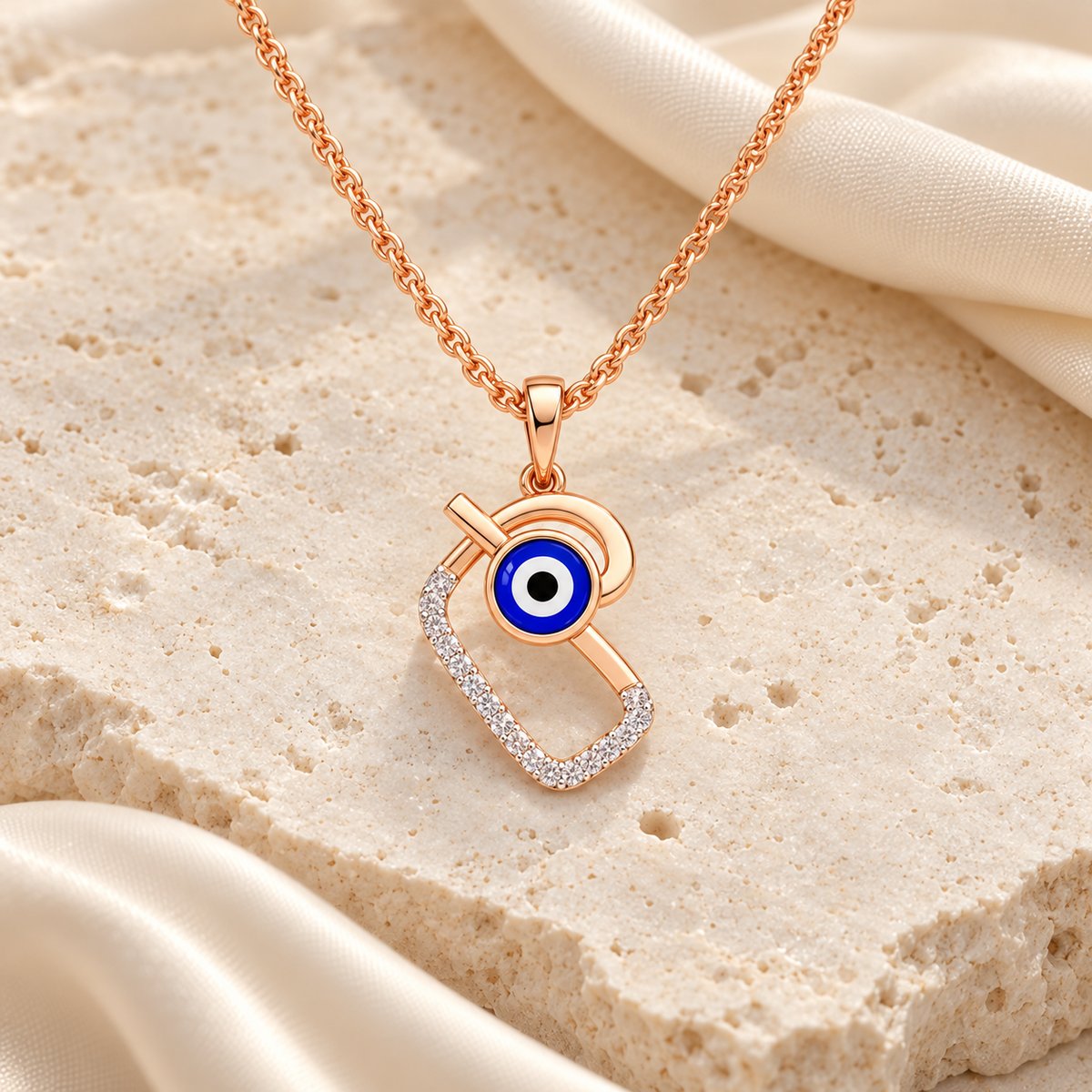 Eye of Fortune Silver Pendant - Rose Gold - Aesthetic