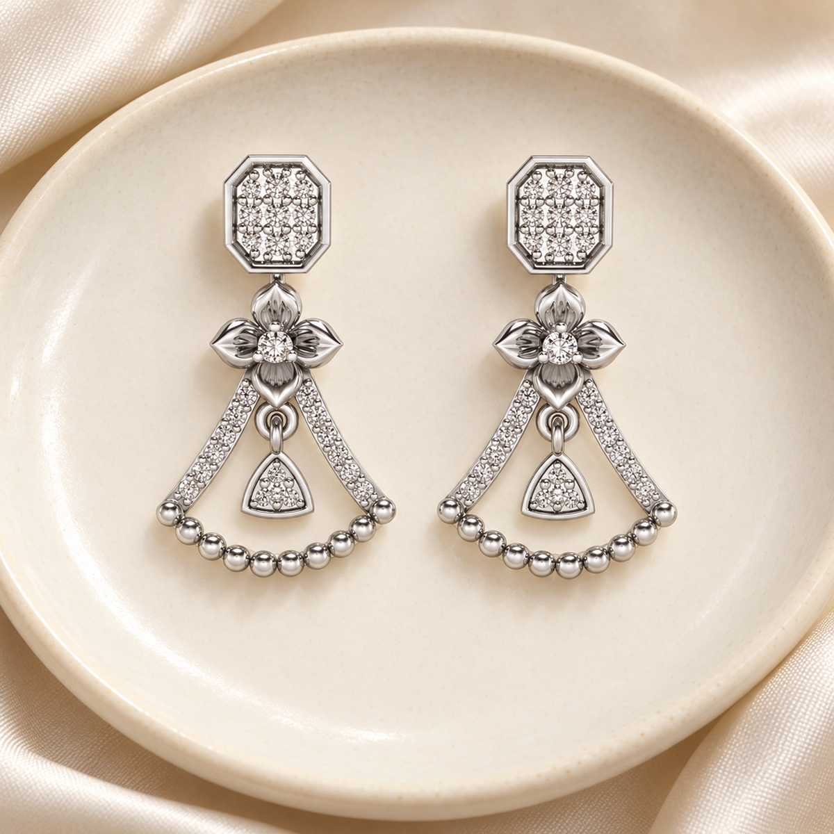 Fancy Drops Earrings - White Gold - Aesthetic