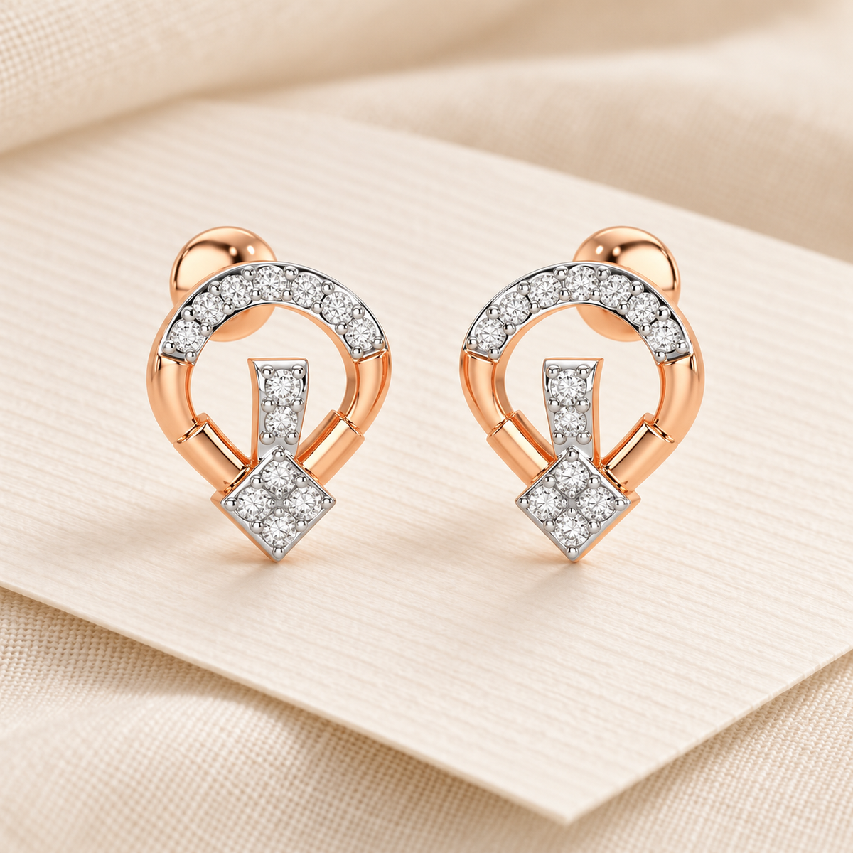 Fancy Fusion Silver Earrings - Rose Gold - Aesthetic