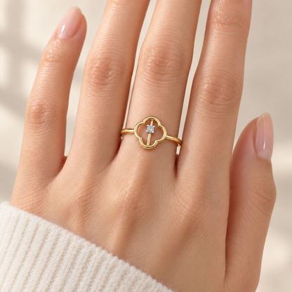 Fenced Flora Silver Ring gold model image