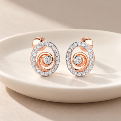 Fire Spark Silver Stud Earrings - Rose Gold - Aesthetic