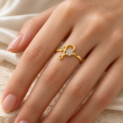 Flora D Silver Ring - Yellow Gold - Model