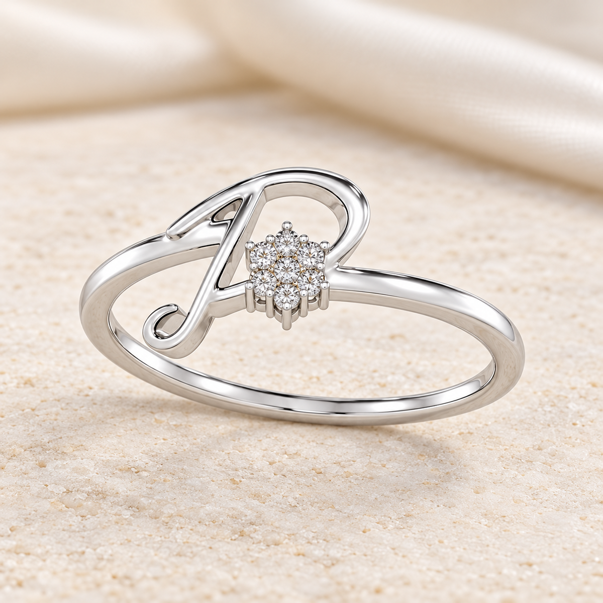 Flora D Silver Ring - White Gold - Aesthetic