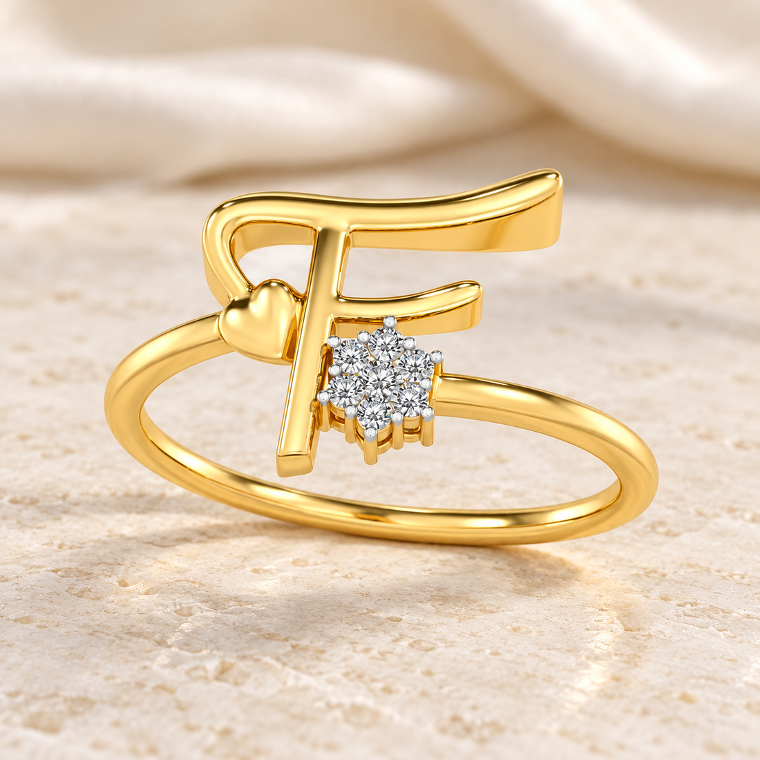 Flora F Silver Ring