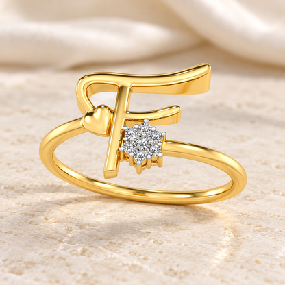 Flora F Silver Ring - Yellow Gold - Aesthetic