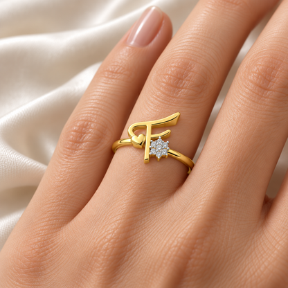 Flora F Silver Ring - Yellow Gold - Model