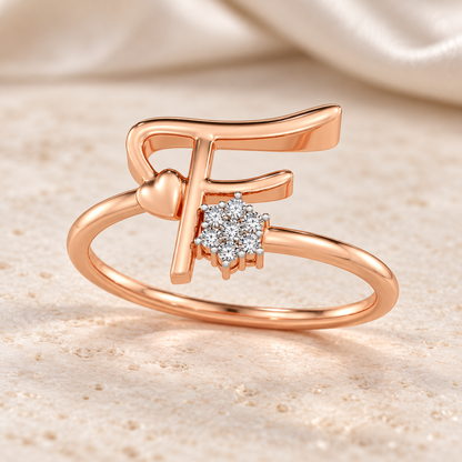 Flora F Silver Ring - Rose Gold - Aesthetic
