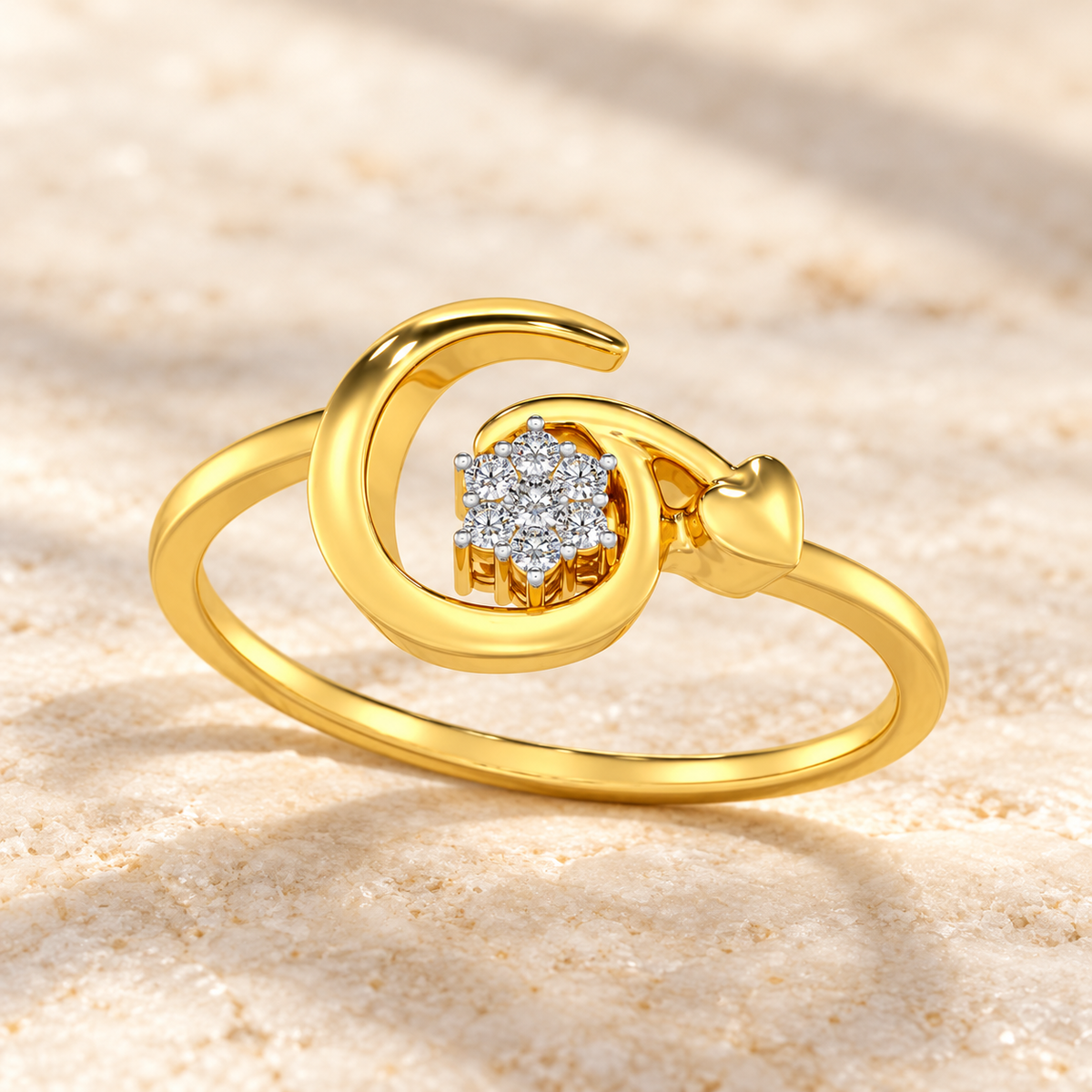 Flora G Silver Ring - Yellow Gold - Aesthetic