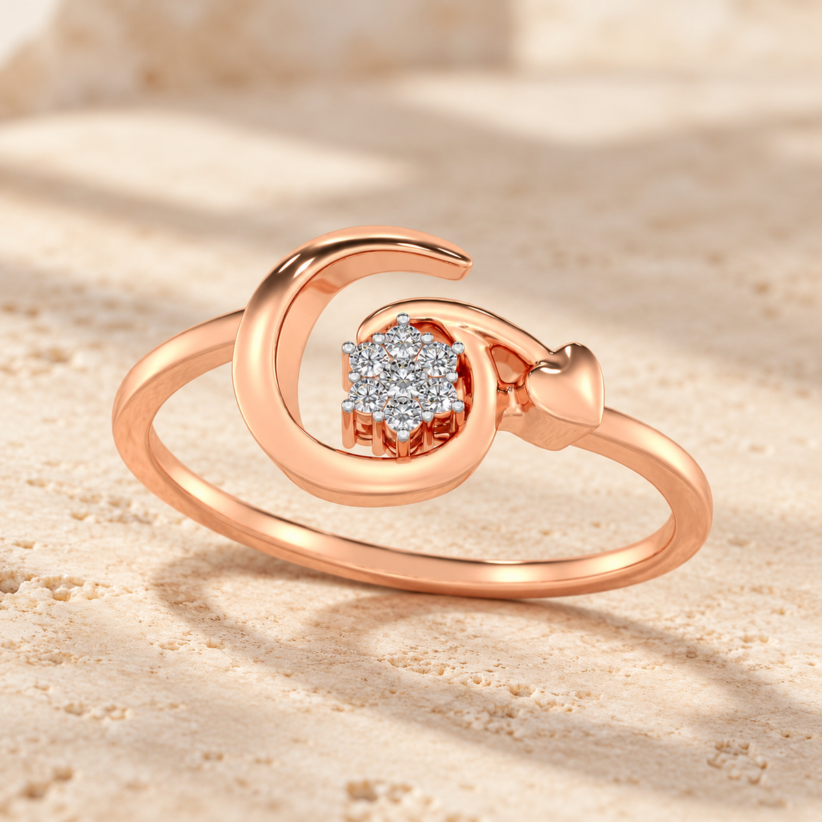 Flora G Silver Ring - Rose Gold - Aesthetic