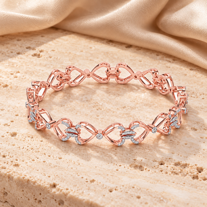 Flora Locked Silver Bangles - Rose Gold laid-flat aesthetic
