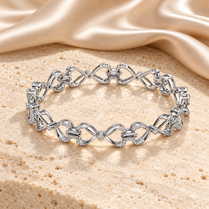 Flora Locked Silver Bangles - White Gold laid-flat aesthetic