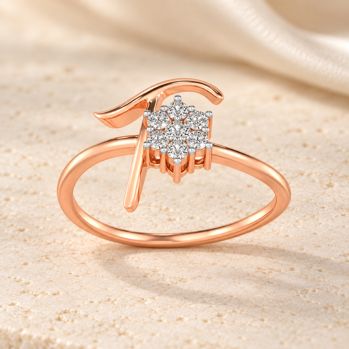 Flora T Silver Ring - Rose Gold - Aesthetic