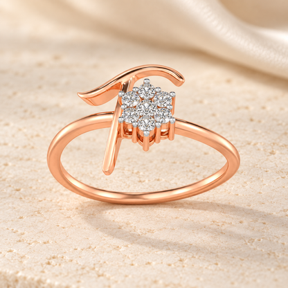 Flora T Silver Ring - Rose Gold - Aesthetic