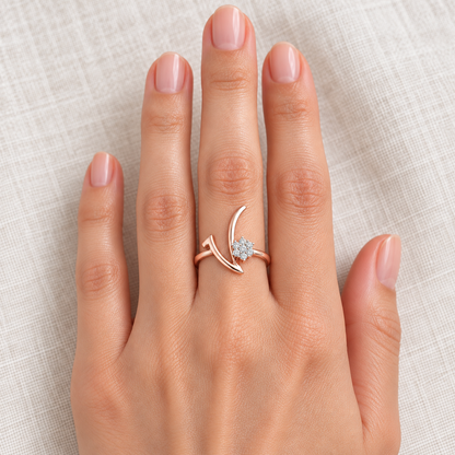 Flora V Silver Ring - Rose Gold - Model