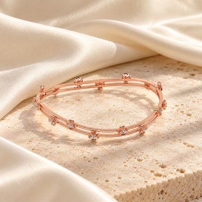 Floral Silver Bangles Rose Gold aesthetic still life