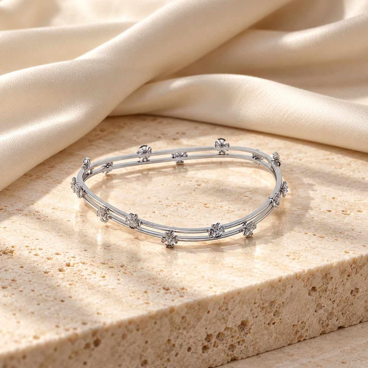 Floral Silver Bangles White Gold aesthetic still life