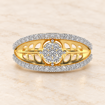 Flower Bouquet Silver Ring - Yellow Gold - Aesthetic
