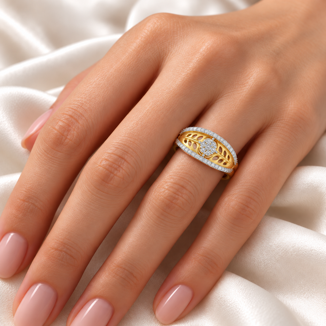 Flower Bouquet Silver Ring