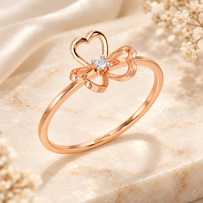 Flower Chord Silver Ring, rose gold, aesthetic product image