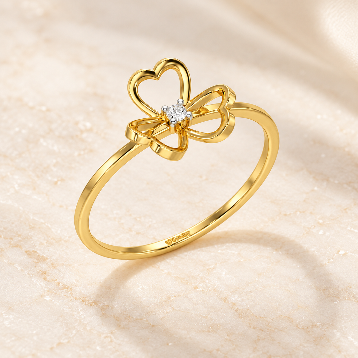 Flower Chord Silver Ring, yellow gold, aesthetic product image