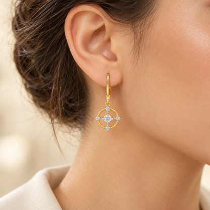 Bullseye Hanging Earrings - Gold - Model