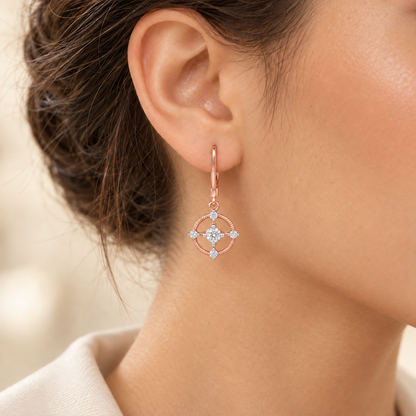 Bullseye Hanging Earrings - Rose Gold - Model