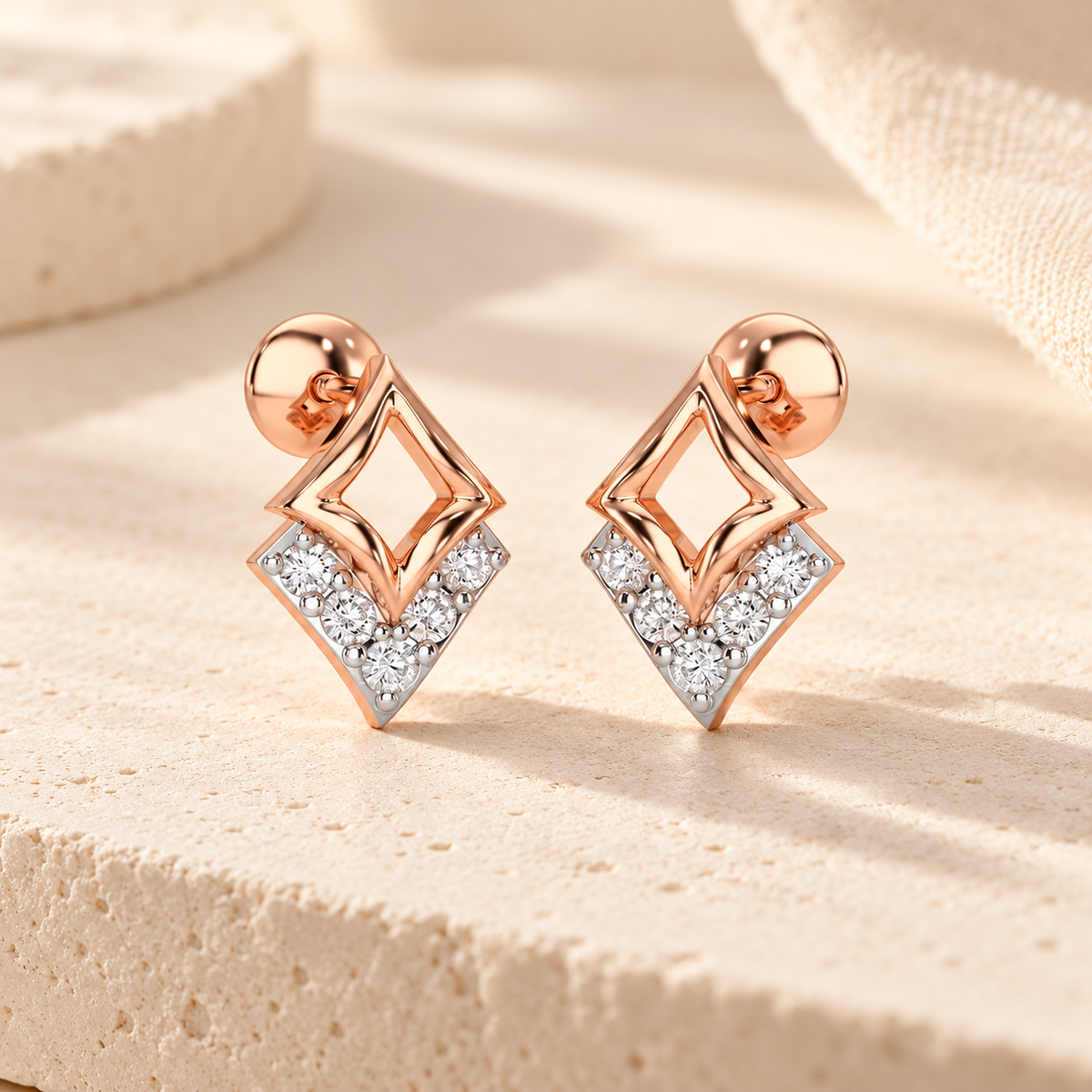 Celestial Stars Silver Earrings - Rose Gold - Aesthetic