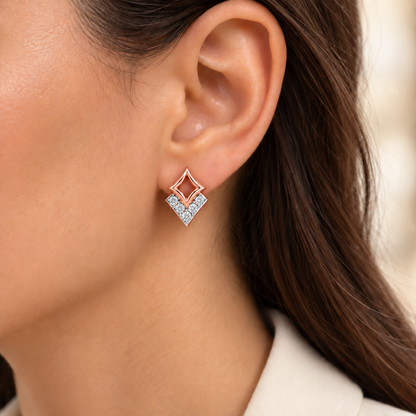 Celestial Stars Silver Earrings - Rose Gold - Model