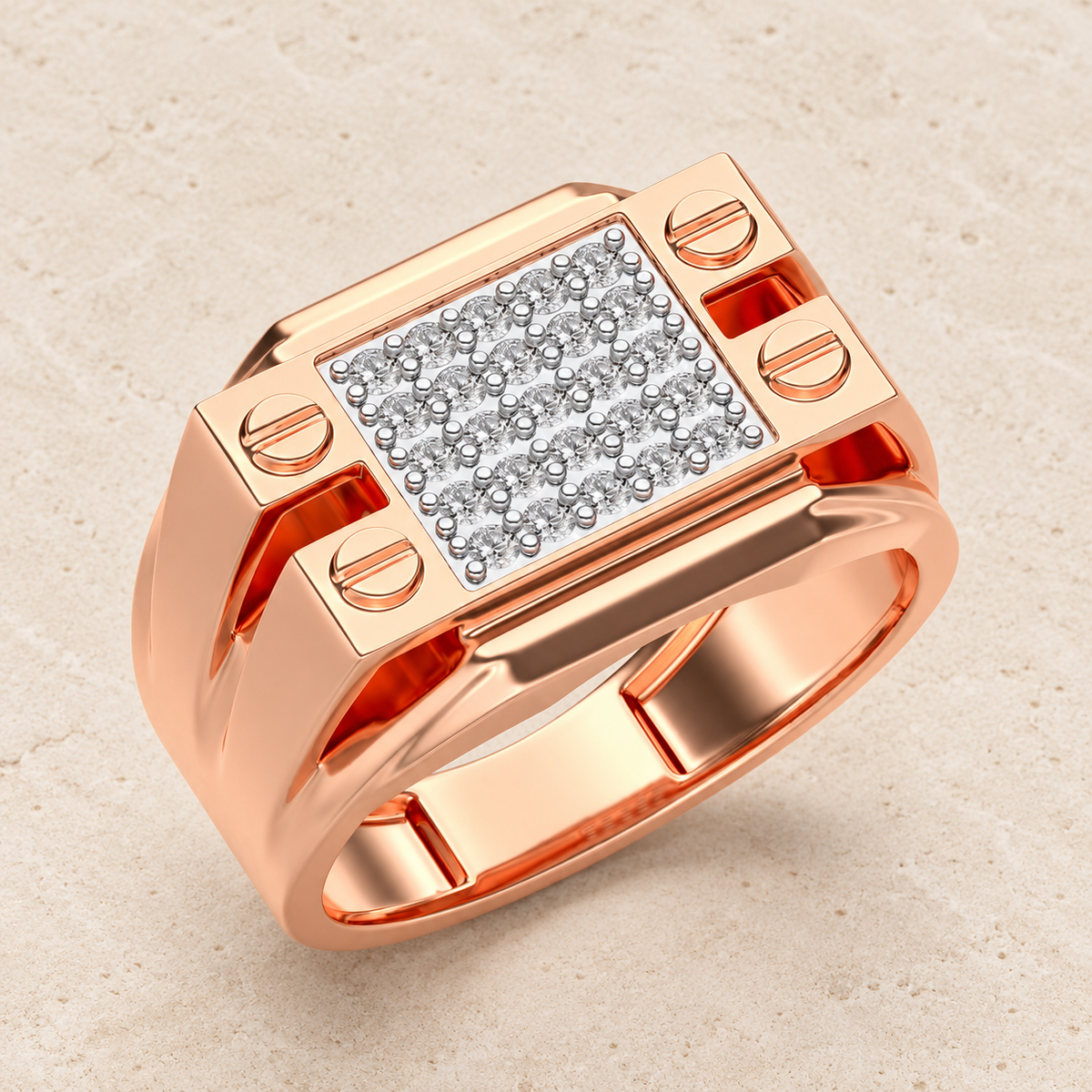Grandeur Silver Ring For Men - Rose Gold - Aesthetic