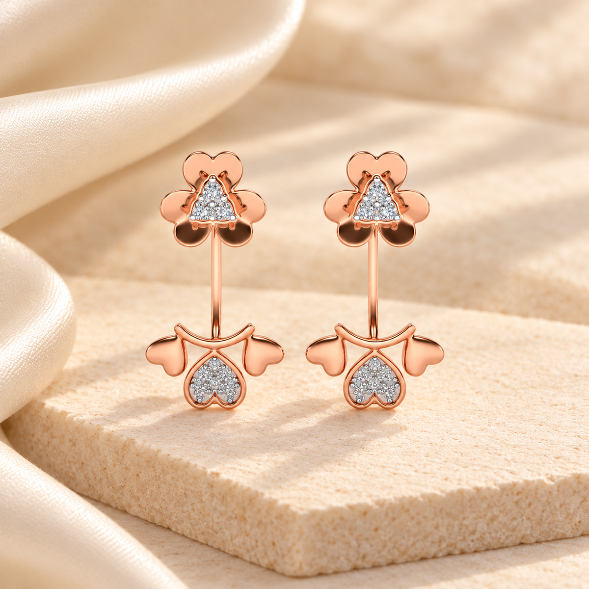 The Hearty Hanging Earring - Rose Gold - Aesthetic
