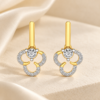 Inverted Flower Earring Drops - Gold - Aesthetic